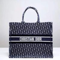 Dior Women Dior Book Tote Blue Dior Oblique Embroidery