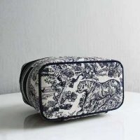 Dior Women DiorTravel Vanity Case Blue Toile De Jouy Embroidery