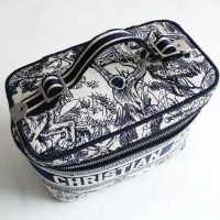 Dior Women DiorTravel Vanity Case Blue Toile De Jouy Embroidery