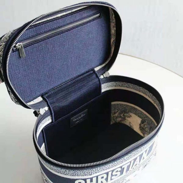 Dior Women Diortravel Vanity Case Blue Toile De Jouy Embroidery Lulux