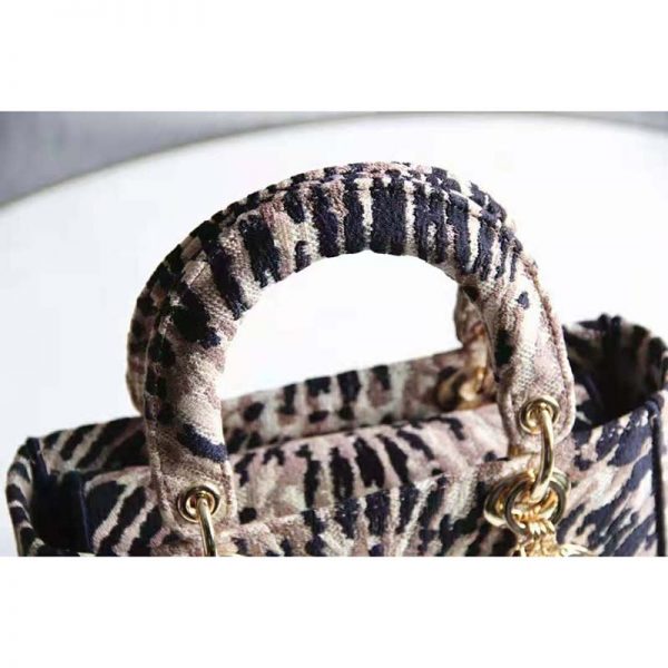 Dior Women Medium Lady D-Lite Bag Multicolor Tie & Dior Embroidery (10)