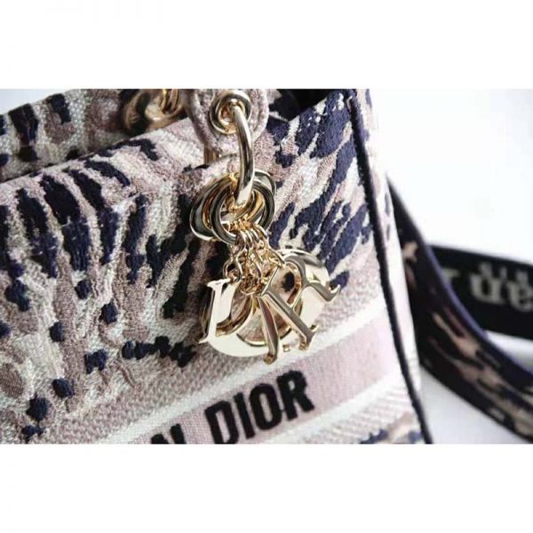 Dior Women Medium Lady D-Lite Bag Multicolor Tie & Dior Embroidery (11)