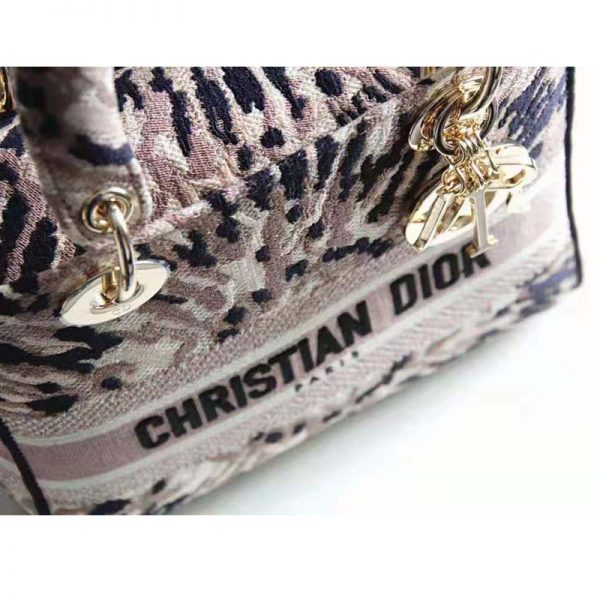 Dior Women Medium Lady D-Lite Bag Multicolor Tie & Dior Embroidery (12)