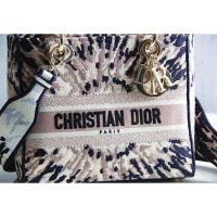 Dior Women Medium Lady D-Lite Bag Multicolor Tie & Dior Embroidery