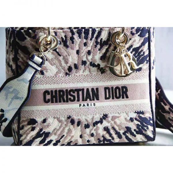 Dior Women Medium Lady D-Lite Bag Multicolor Tie & Dior Embroidery (9)