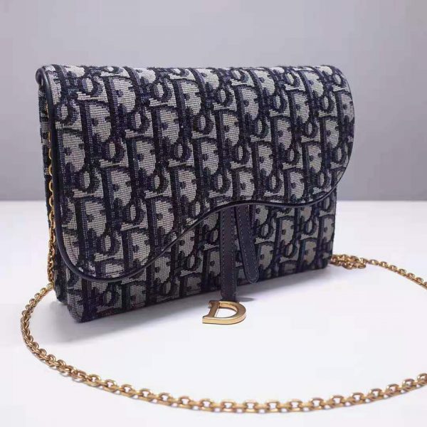 Dior Women Saddle Pouch Blue Dior Oblique Jacquard ‘D’ Stirrup (13)