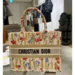 Dior Women Small Book Tote Beige Multicolor Hibiscus Metallic Thread Embroidery - Image 2