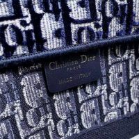 Dior Women Small Dior Book Tote Blue Dior Oblique Embroidered Velvet