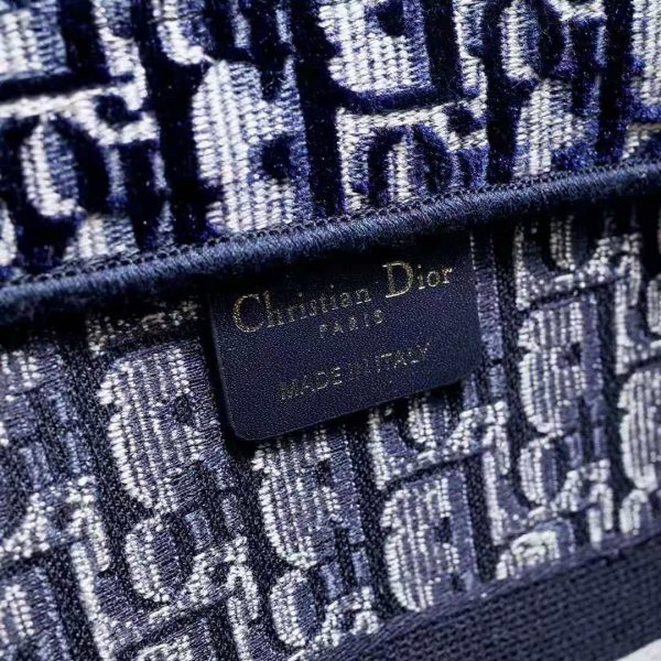 Dior Women Small Dior Book Tote Blue Dior Oblique Embroidered Velvet (12)