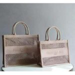 Dior Women Small Dior Book Tote Clay-Colored Mesh Embroidery - Image 4