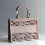 Dior Women Small Dior Book Tote Clay-Colored Mesh Embroidery - Image 3