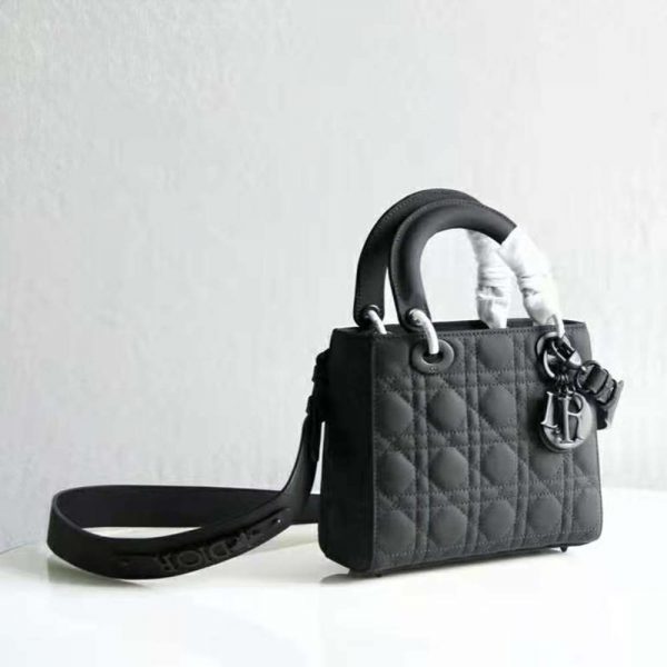 Dior Women Small Lady Dior Bag Black Ultramatte Cannage Calfskin (1)