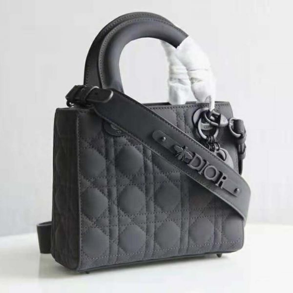 Dior Women Small Lady Dior Bag Black Ultramatte Cannage Calfskin (2)