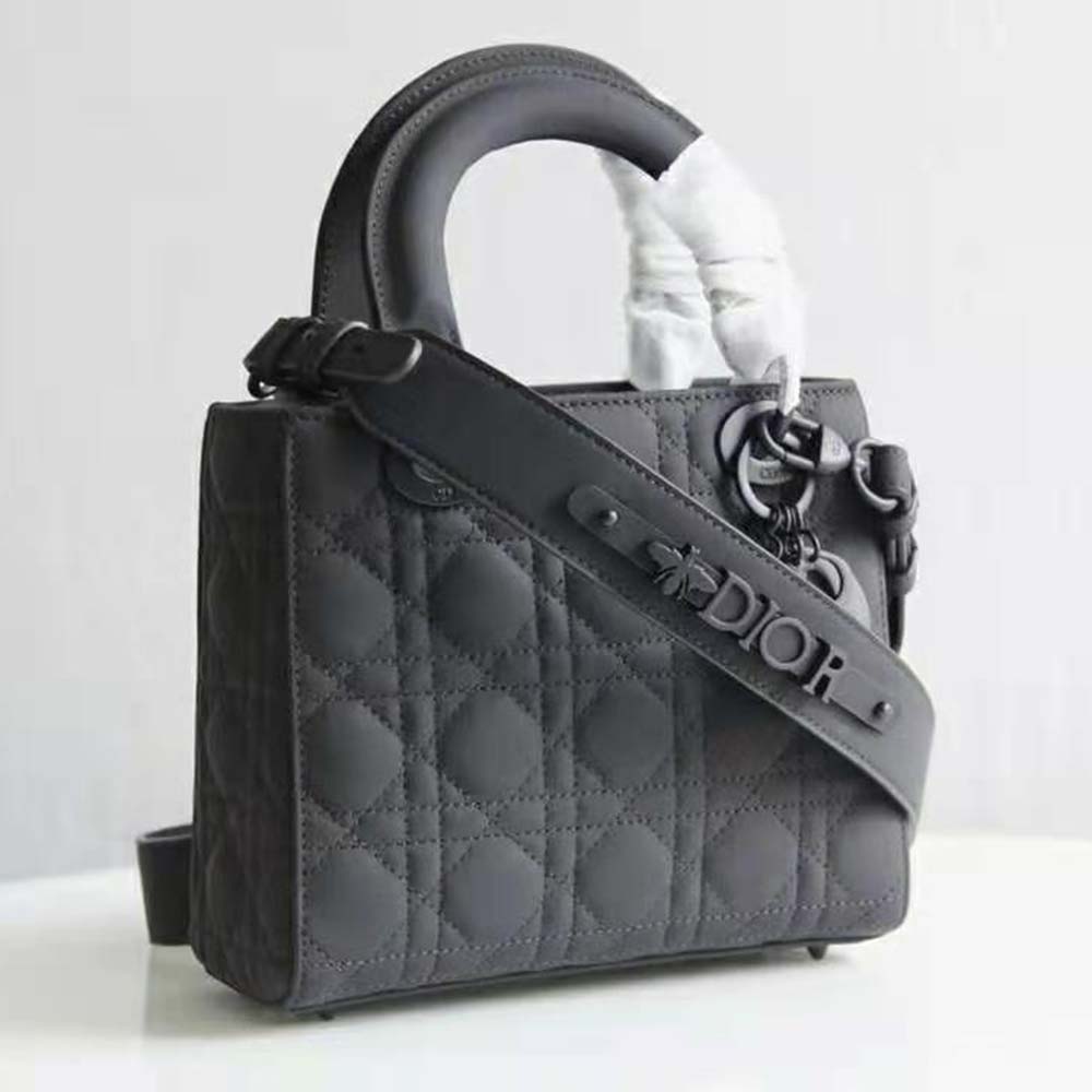 Dior - Mini Lady Bag Black Ultramatte Cannage Calfskin - Women