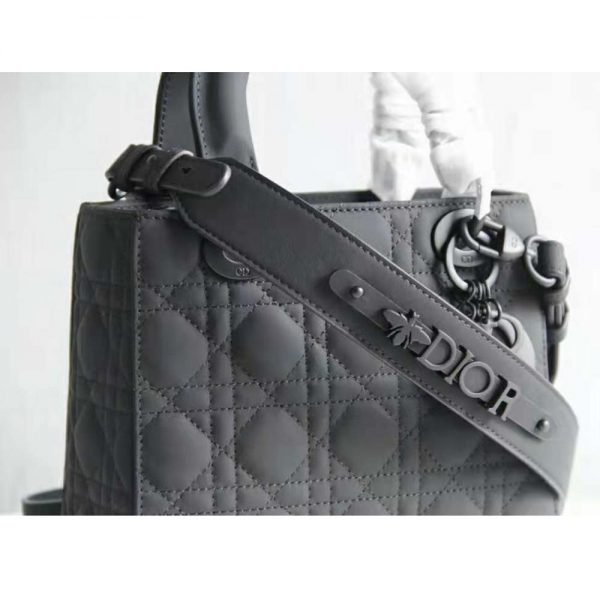 Dior Women Small Lady Dior Bag Black Ultramatte Cannage Calfskin (3)