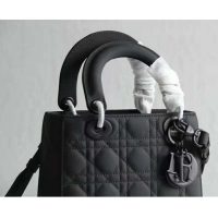 Dior Women Small Lady Dior Bag Black Ultramatte Cannage Calfskin