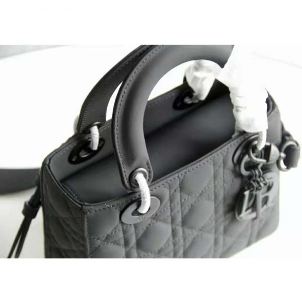 Dior Women Small Lady Dior Bag Black Ultramatte Cannage Calfskin (6)