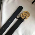 Gucci GG Unisex Belt with Textured Double G Buckle Black Leather 4 cm Width – Image 3