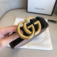 Gucci GG Unisex GG Marmont Leather Belt with Shiny Buckle Black 4 cm Width