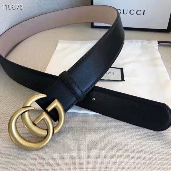 Gucci GG Unisex GG Marmont Leather Belt with Shiny Buckle Black 4 cm Width (5)