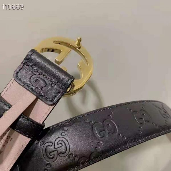 Gucci GG Unisex Gucci Signature Leather Belt Interlocking G Buckle 4 cm Width (6)