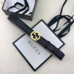 Gucci GG Unisex Leather Belt with Interlocking G Buckle 4 cm Width – Image 2