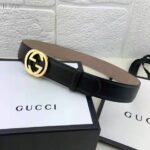 Gucci GG Unisex Leather Belt with Interlocking G Buckle 4 cm Width – Image 3