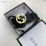 Gucci GG Unisex Leather Belt with Interlocking G Buckle 4 cm Width – Image 4