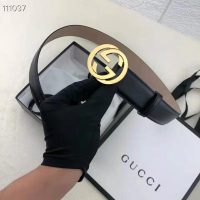 Gucci GG Unisex Leather Belt with Interlocking G Buckle 4 cm Width (1)