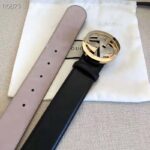 Gucci GG Unisex Leather Belt with Interlocking G Buckle Black 4 cm Width - Image 7