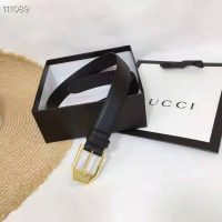 Gucci GG Unisex Leather Belt with Squared Buckle 3 cm Width