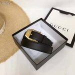 Gucci GG Unisex Leather Belt with Squared Buckle 3 cm Width – Image 5