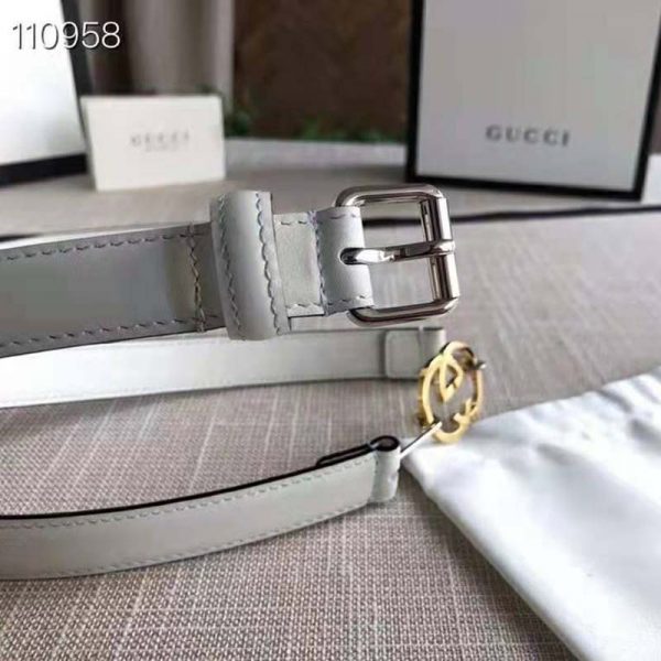Gucci GG Unisex Thin Belt with Interlocking G Buckle 2 cm Width (11)