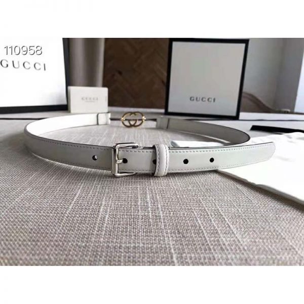 Gucci GG Unisex Thin Belt with Interlocking G Buckle 2 cm Width (6)