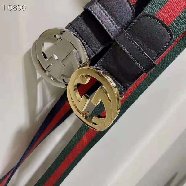 Gucci GG Unisex Web Belt with G Buckle Interlocking G Blue 4 cm Width (2)