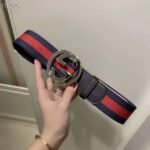 Gucci GG Unisex Web Belt with G Buckle Interlocking G Blue 4 cm Width - Image 2