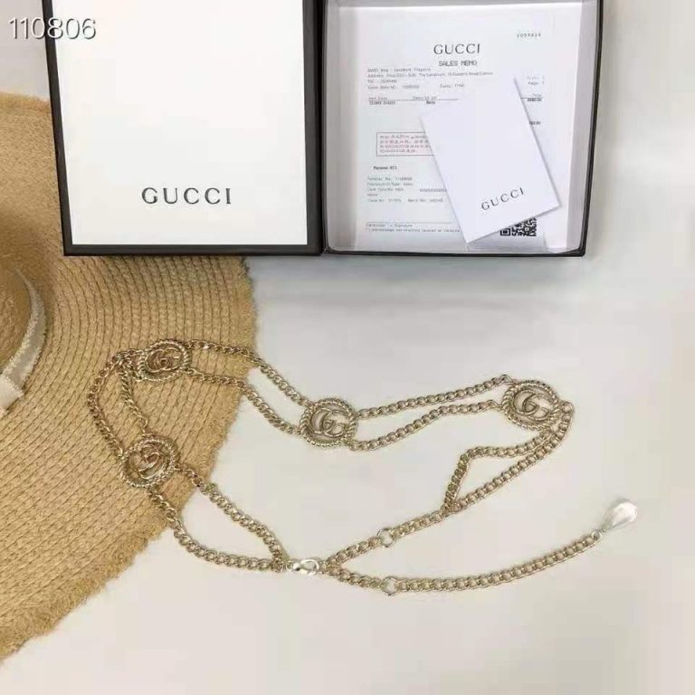 Gucci GG Women Chain Belt with Torchon Double G 1.5 cm Width LULUX