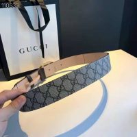 Gucci Unisex GG Belt with Double G Buckle Beige/Ebony GG Supreme Black Leather