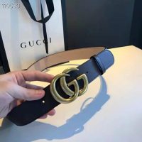 Gucci Unisex GG Belt with Double G Buckle Beige/Ebony GG Supreme Black Leather