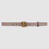 Gucci Unisex GG Marmont Leather Belt Double G Buckle 2 cm Width-Pink