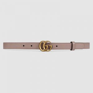 Gucci Unisex GG Marmont Leather Belt Double G Buckle 2 cm Width-Pink
