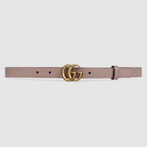Gucci Unisex GG Marmont Leather Belt Double G Buckle 2 cm Width-Pink