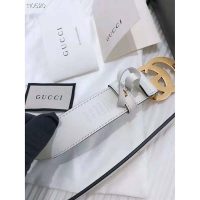 Gucci Unisex GG Marmont Leather Belt Double G Buckle 2 cm Width-White