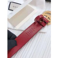 Gucci Unisex GG Marmont Thin Leather Belt with Shiny Double G Buckle-Red