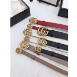 Gucci Unisex GG Marmont Thin Leather Belt with Shiny Double G Buckle-Red - Image 11