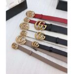 Gucci Unisex GG Marmont Thin Leather Belt with Shiny Double G Buckle-Red - Image 12