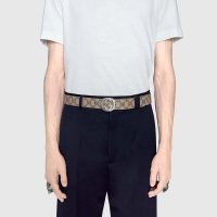 Gucci Unisex GG Supreme Belt with G Buckle Beige/Ebony Supreme Canvas 4 cm Width