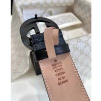 Gucci Unisex GG Supreme Belt with G Buckle Black/Grey GG Supreme Canvas 4 cm Width