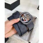 Gucci Unisex GG Supreme Belt with G Buckle Black/Grey GG Supreme Canvas 4 cm Width - Image 7