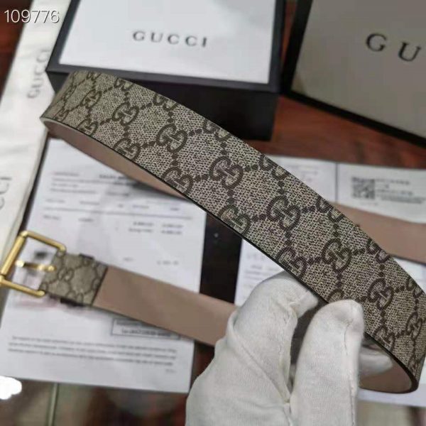 Gucci Unisex GG Supreme Belt with Kingsnake Print 4 cm Width Supreme Canvas (1)